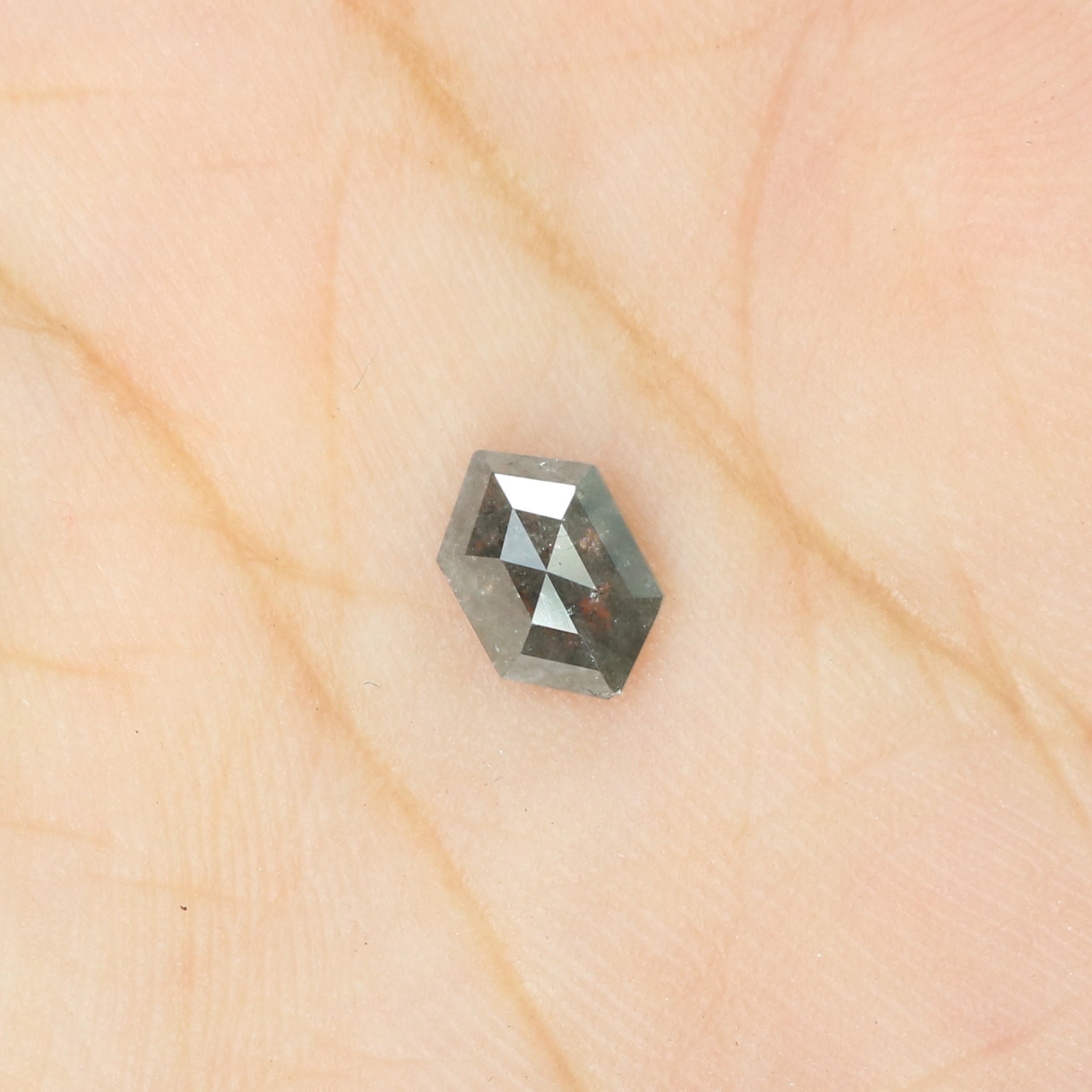 0.70 CT Natural Loose Hexagon Shape Diamond Salt And Pepper Hexagon Cut Diamond 7.05 MM Natural Black Grey Hexagon Rose Cut Diamond QL8153