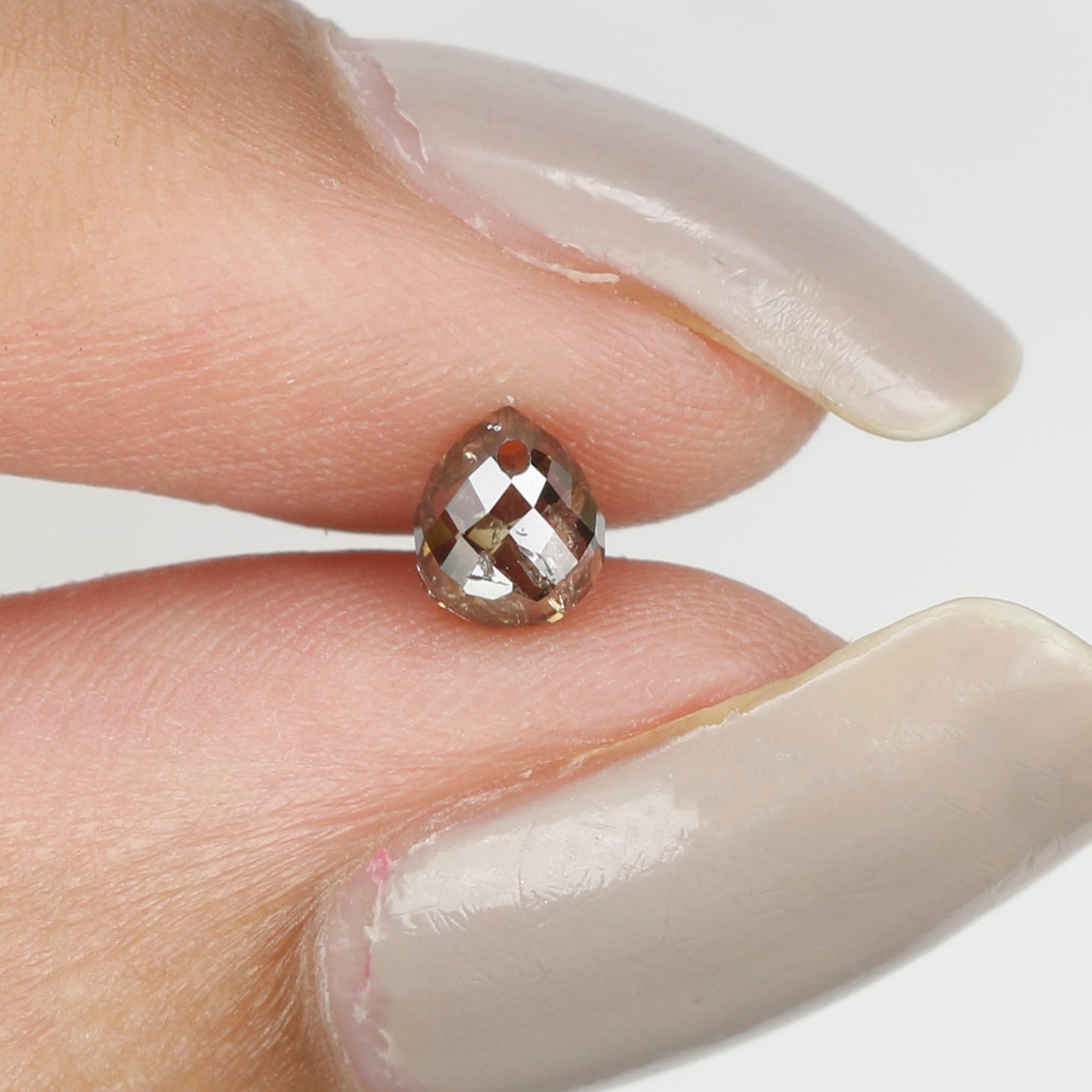 0.59 Ct Natural Loose Briolette Shape Diamond Brown Color Drop Diamond 4.60 MM Natural Loose Brown Color Briolette Rose Cut Diamond LQ131