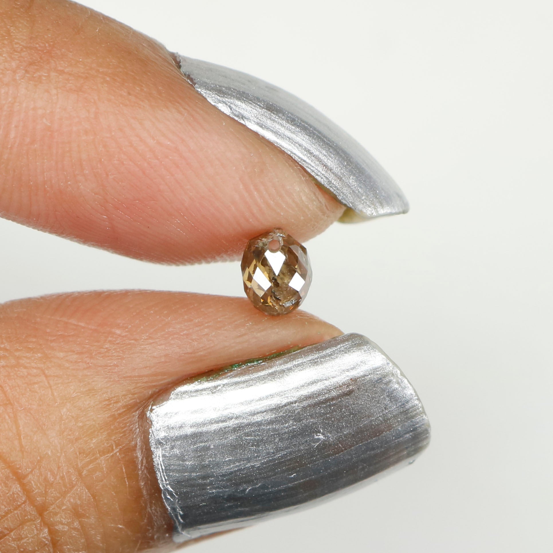 0.58 Ct Natural Loose Briolette Shape Diamond Brown Color Drop Diamond 4.70 MM Natural Loose Brown Color Briolette Rose Cut Diamond LQ9827
