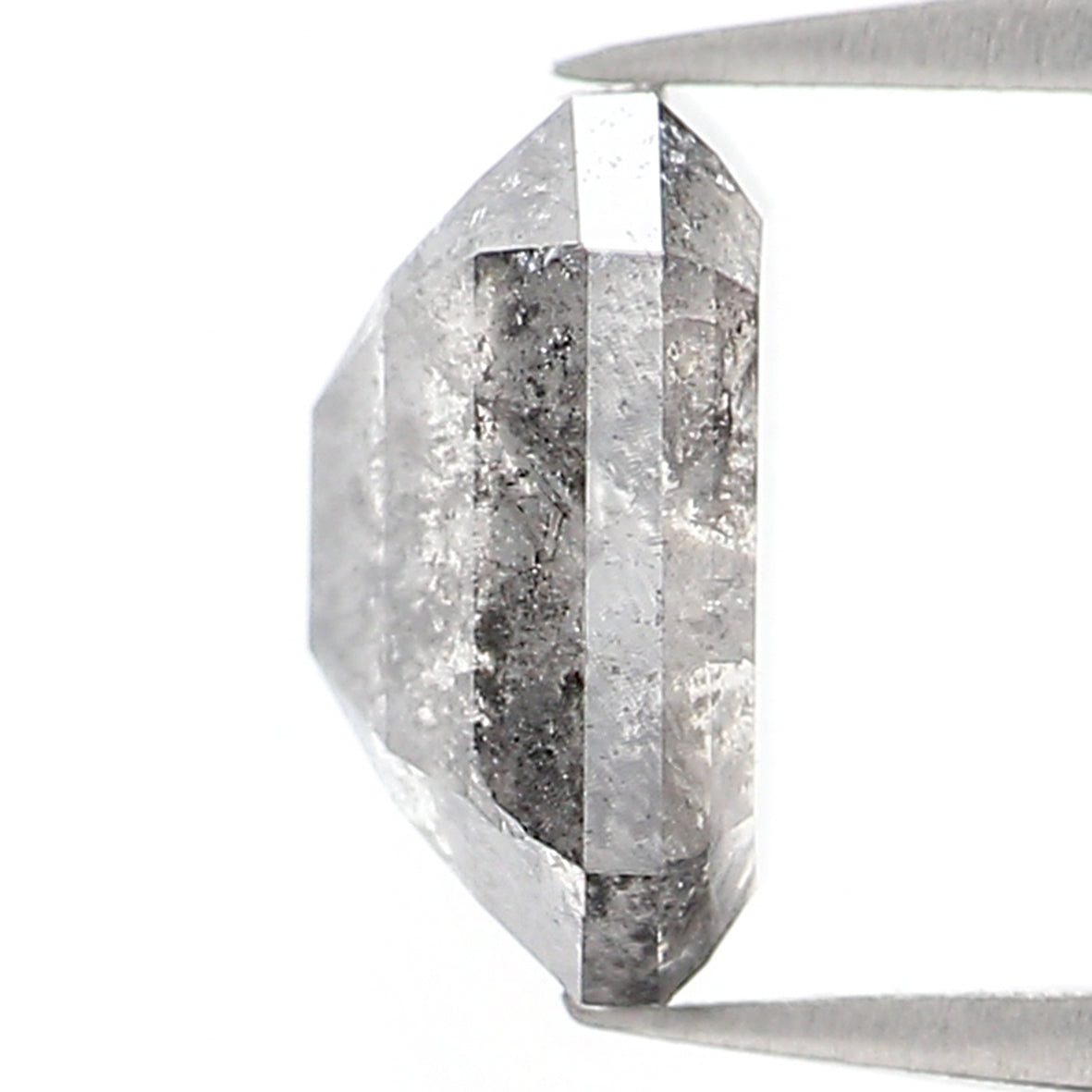 0.56 CT Natural Loose Emerald Shape Diamond Salt And Pepper Emerald Diamond 5.50 MM Natural Black Grey Color Emerald Rose Cut Diamond LQ1028