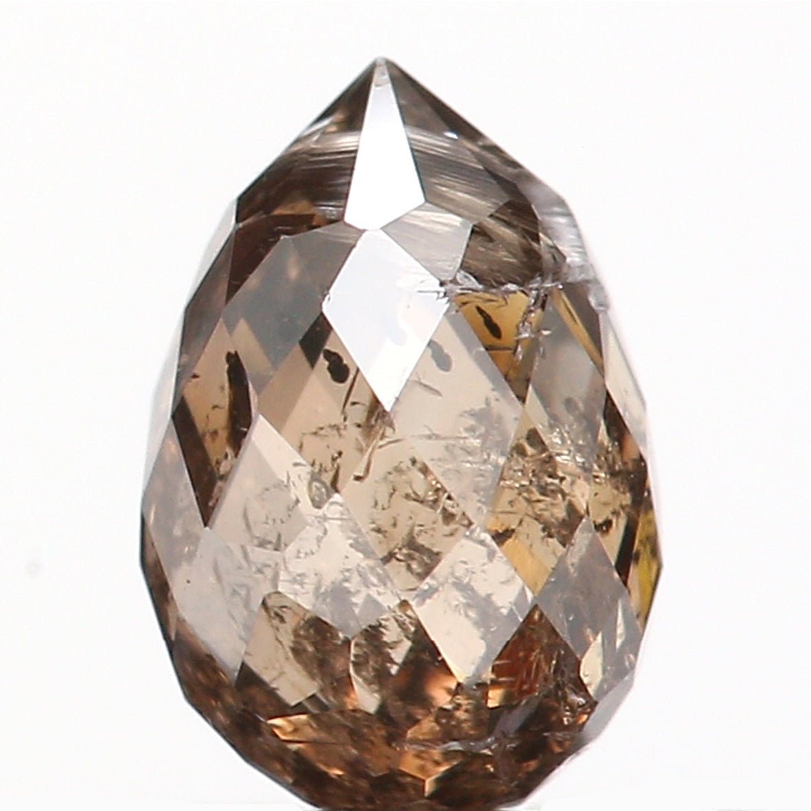 0.63 Ct Natural Loose Briolette Shape Diamond Brown Color Drop Diamond 5.55 MM Natural Loose Brown Color Briolette Rose Cut Diamond KQ2248