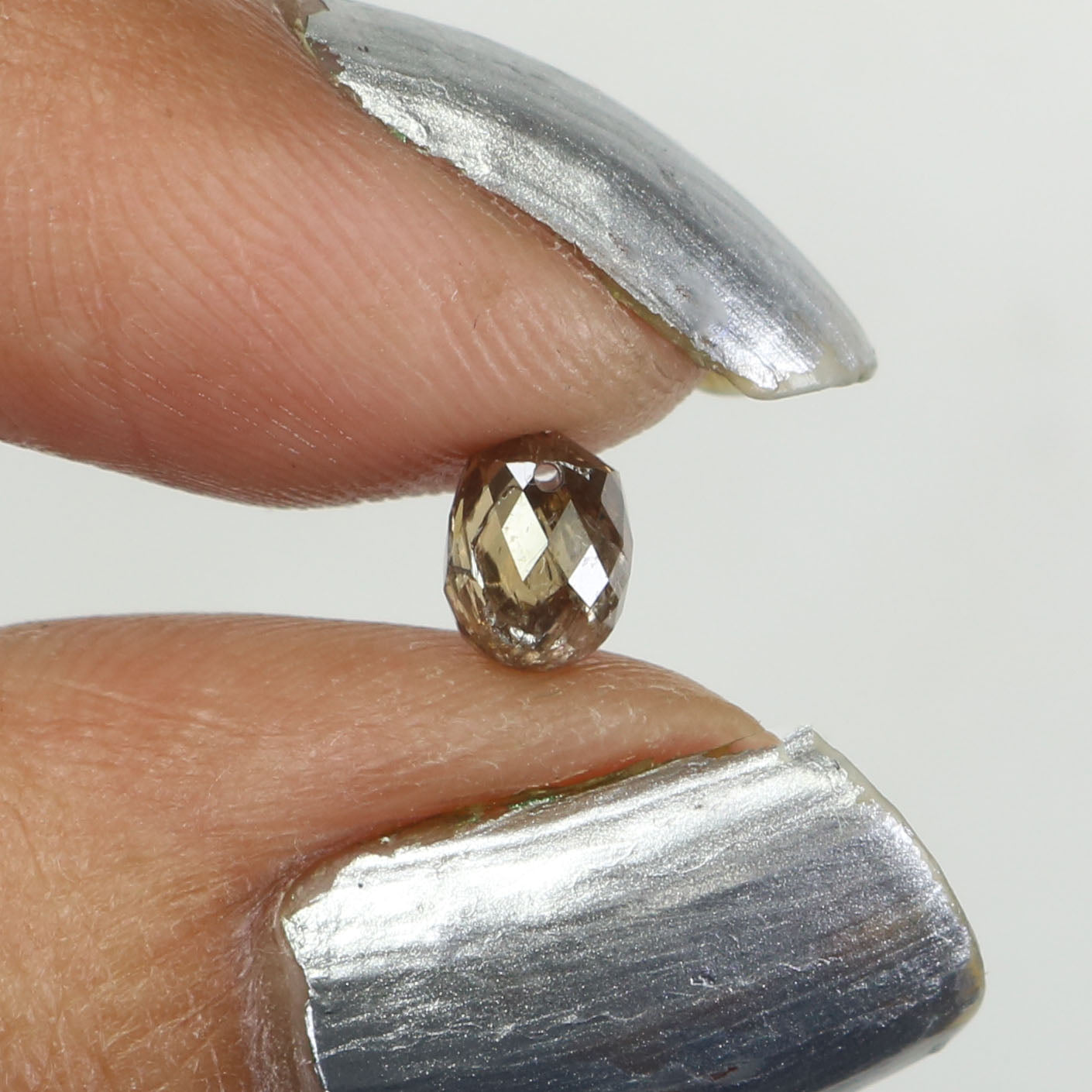0.78 Ct Natural Loose Briolette Shape Diamond Brown Color Drop Diamond 5.30 MM Natural Loose Brown Color Briolette Rose Cut Diamond LQ9838