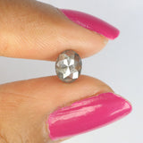 0.85 Ct Natural Loose Diamond Oval Black Grey Salt And Pepar Color I3 Clarity 6.80 MM KDL8673