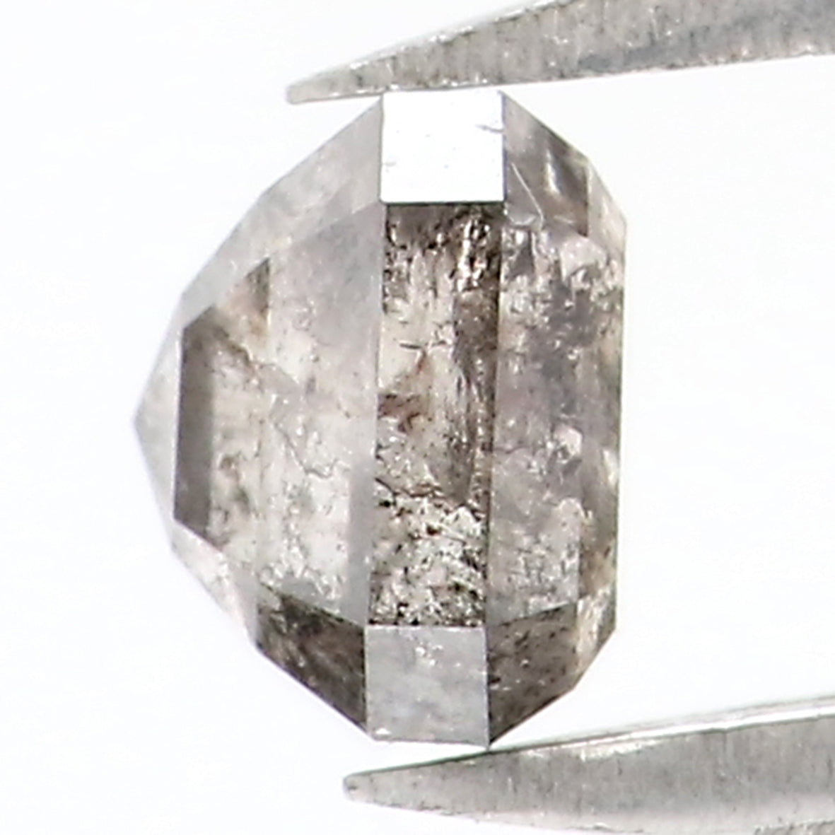 0.64 CT Natural Loose Emerald Shape Diamond Salt And Pepper Emerald Diamond 4.40 MM Natural Black Grey Color Emerald Rose Cut Diamond LQ5078