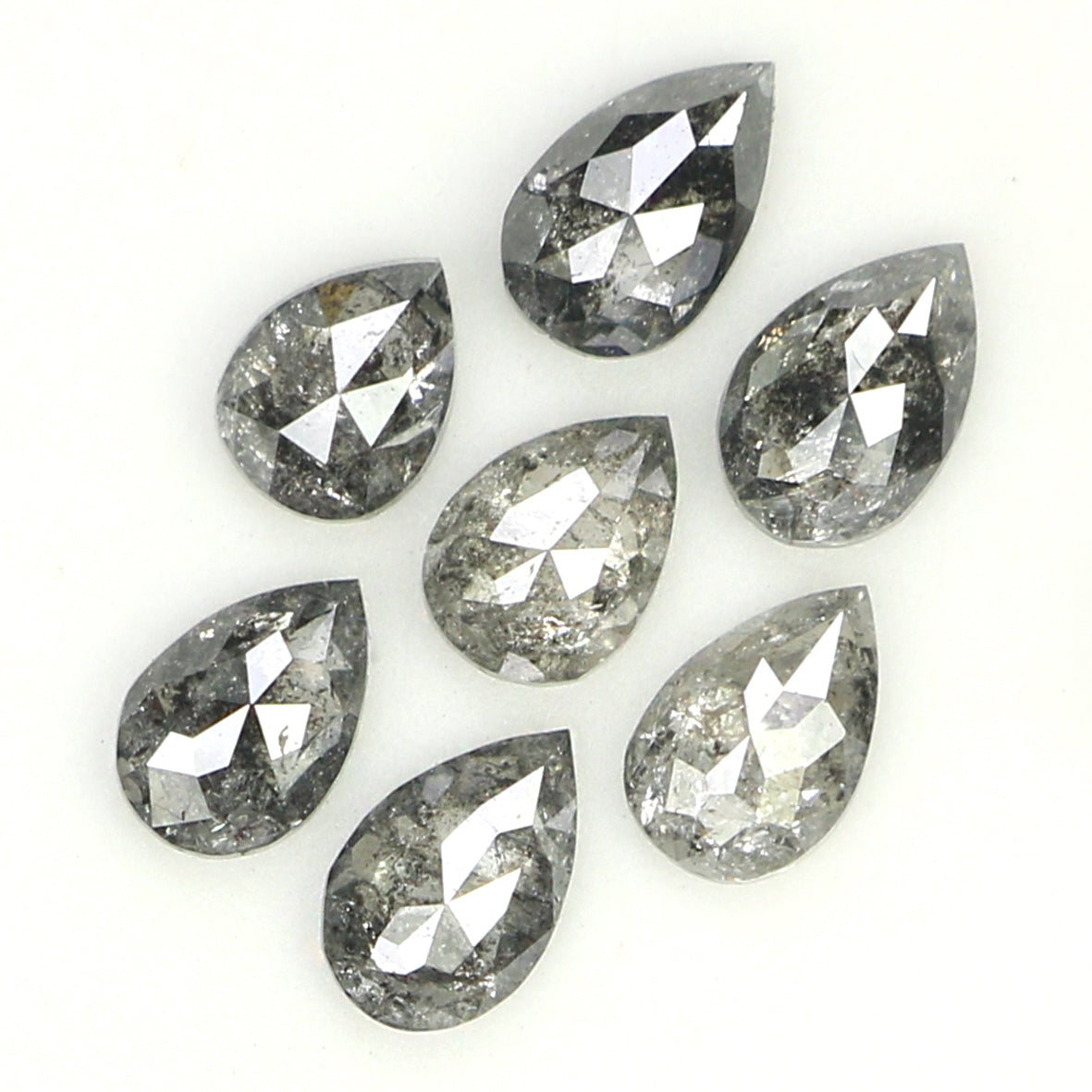 Natural Loose Pear Salt And Pepper Diamond Black Grey Color 0.81 CT 3.30 MM Pear Shape Rose Cut Diamond L1296