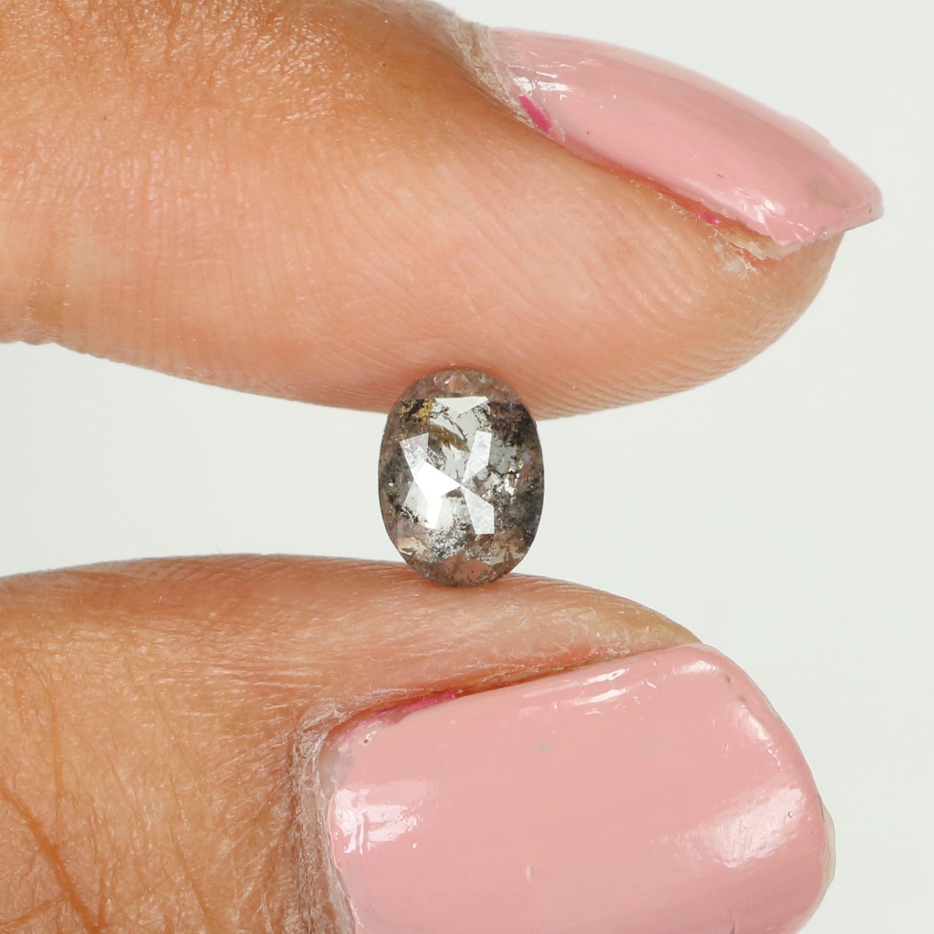 0.56 CT Natural Loose Oval Shape Diamond Salt And Pepper Oval Diamond 6.15 MM Natural Loose Black Grey Diamond Oval Rose Cut Diamond QL328