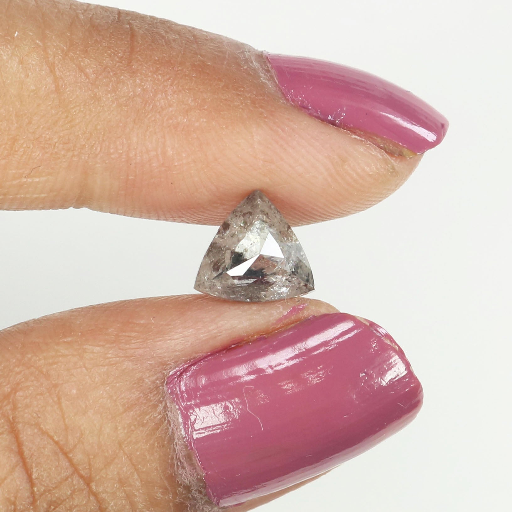 1.62 CT Natural Loose Triangle Shape Diamond Salt And Pepper Triangle Cut Diamond 7.00 MM Black Grey Color Triangle Rose Cut Diamond QL128