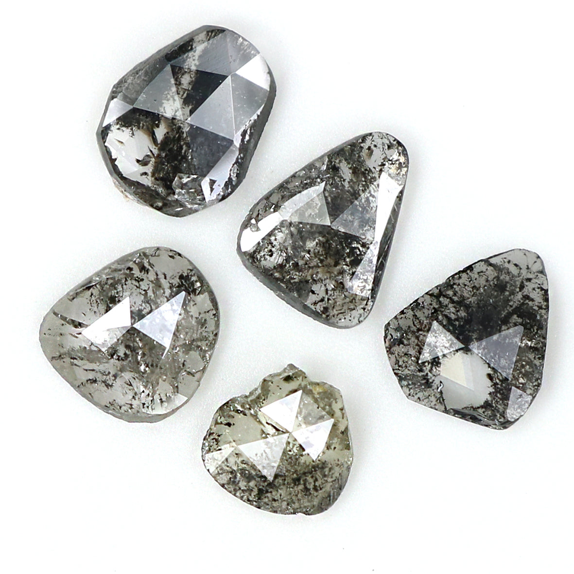 0.98 Ct Natural Loose Slice Shape Diamond Salt And Pepper Slice Cut Diamond 4.00 MM Natural Black Grey Diamond Irregular Cut Diamond LQ1508
