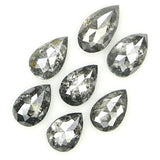 Natural Loose Pear Salt And Pepper Diamond Black Grey Color 1.07 CT 3.90 MM Pear Shape Rose Cut Diamond KDL1279