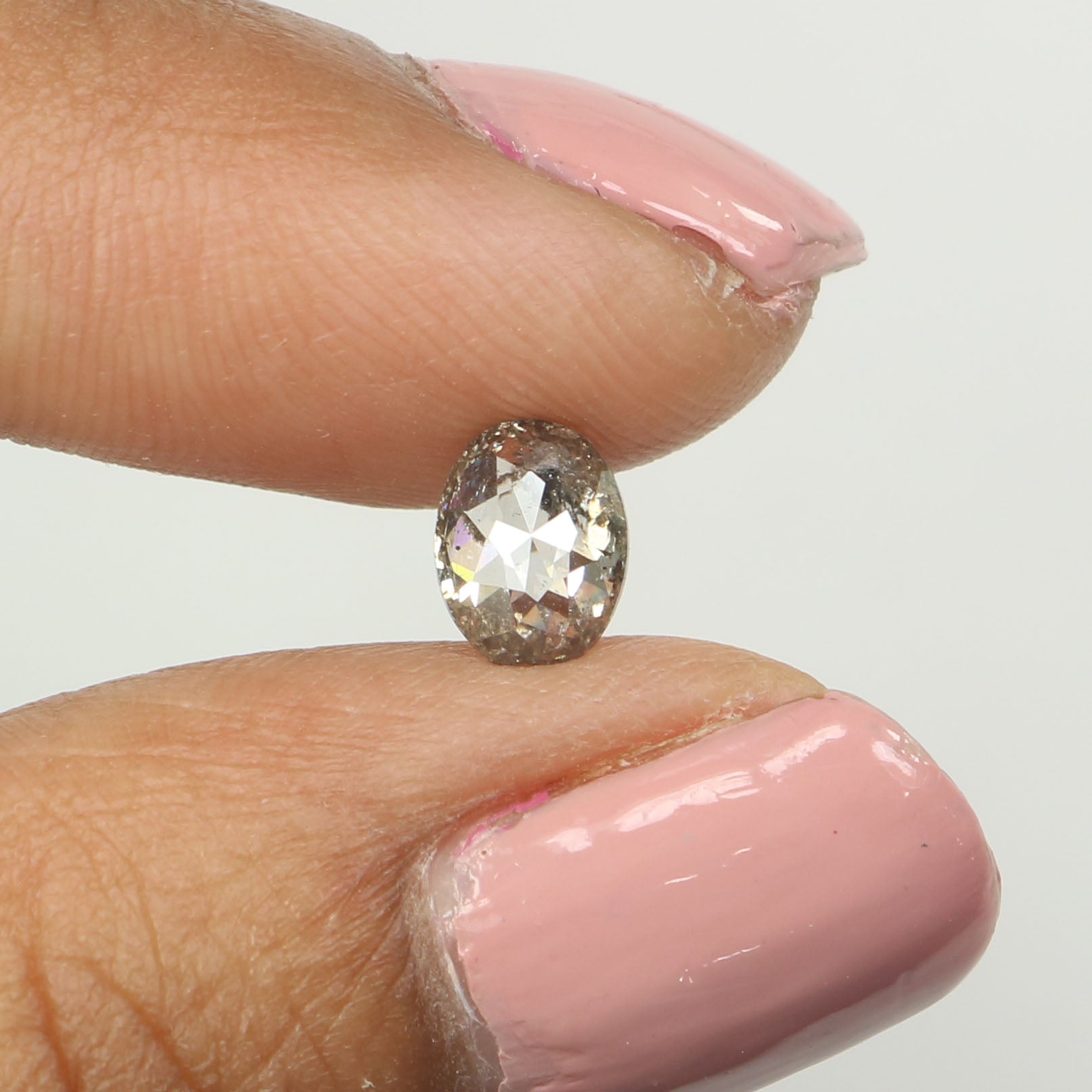 0.71 CT Natural Loose Oval Shape Diamond Salt And Pepper Oval Diamond 6.30 MM Natural Loose Black Grey Diamond Oval Rose Cut Diamond QL339