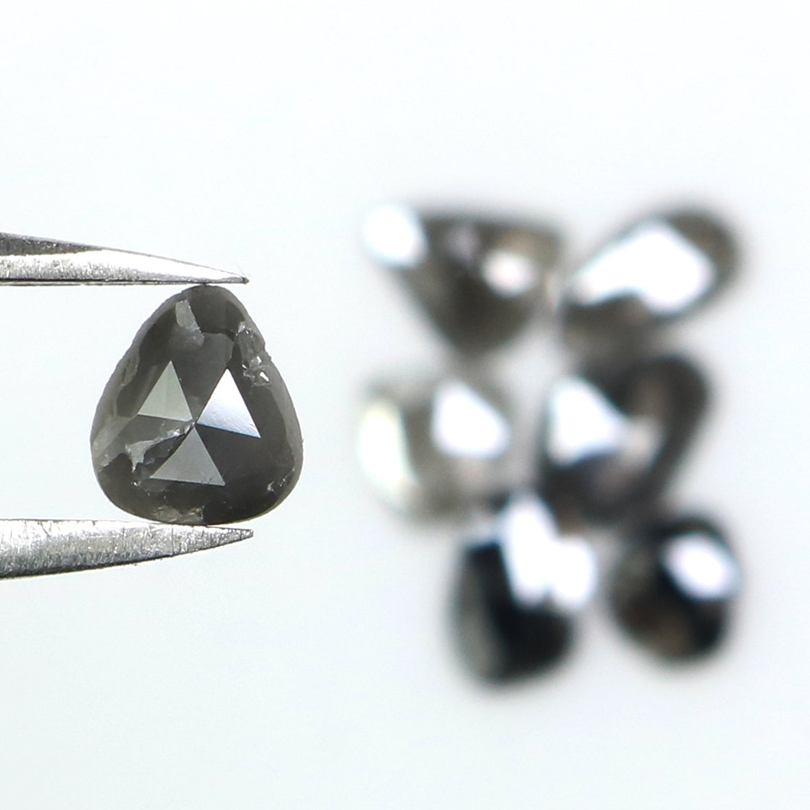 1.24 Ct Natural Loose Slice Shape Diamond Salt And Pepper Slice Diamond 4.20 MM Natural Black Grey Color Slice Irregular Cut Diamond LQ1441