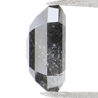 1.67 CT Natural Loose Emerald Shape Diamond Salt And Pepper Emerald Shape Diamond 7.35 MM Black Grey Color Emerald Rose Cut Diamond QL1555