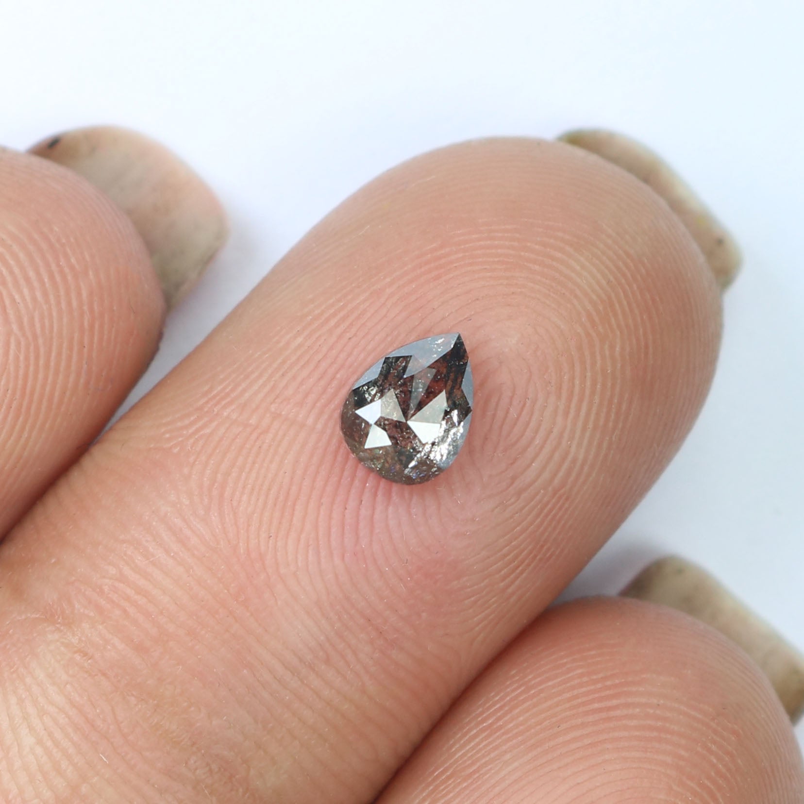 0.52 Ct Natural Loose Pear Shape Diamond Salt And Pepper Pear Cut Diamond 5.55 MM Natural Black Grey Diamond Pear Rose Cut Diamond LQ9020