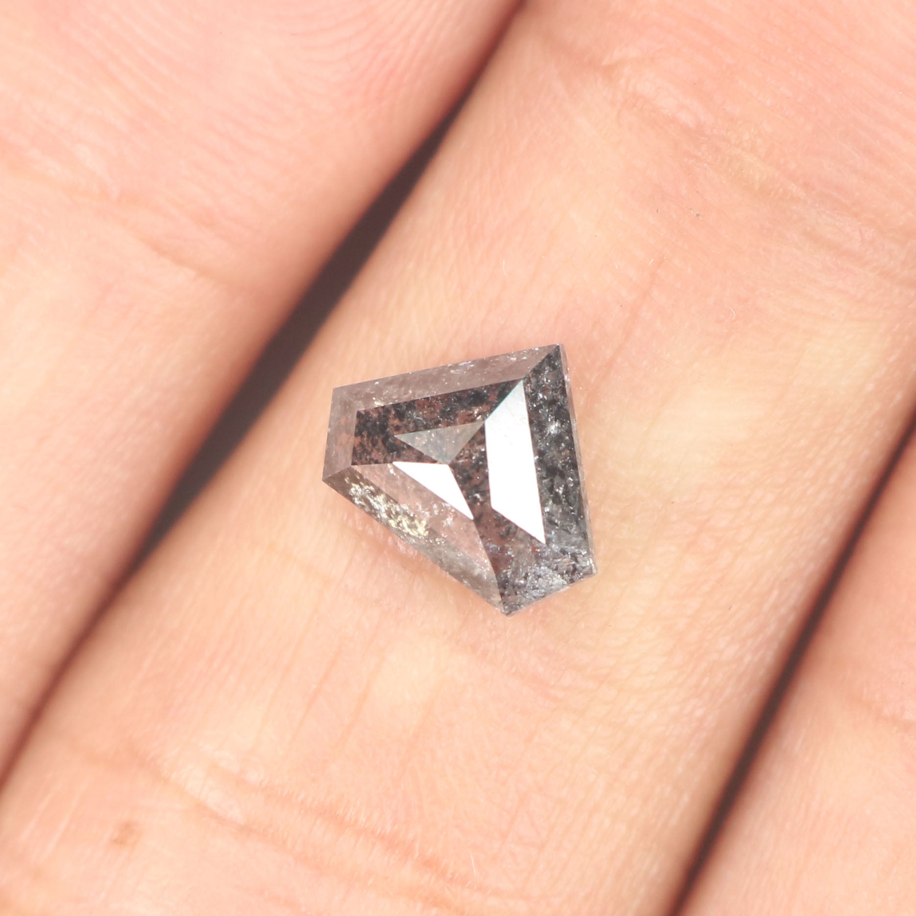 1.27 CT Natural Loose Shield Cut Diamond Black Grey Color Diamond 6.90 MM Natural Loose Diamond Salt And Pepper Shield Shape Diamond QL9278