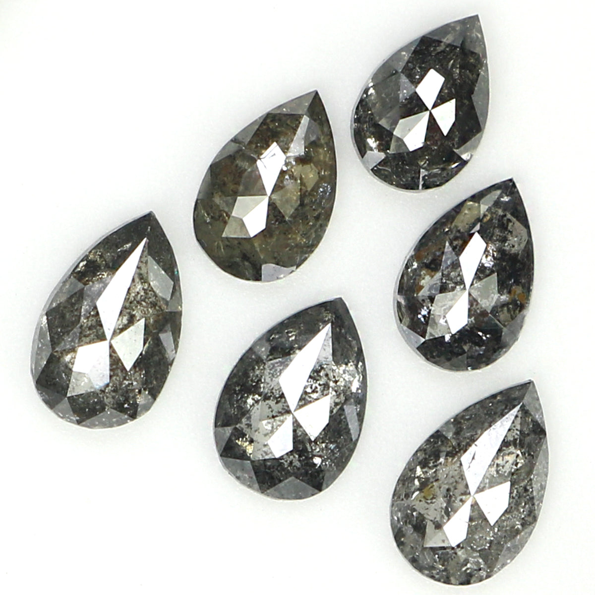 0.82 CT Natural Loose Pear Shape Diamond Salt And Pepper Pear Cut Diamond 3.90 MM Natural Black Grey Color Pear Rose Cut Diamond QLB1311