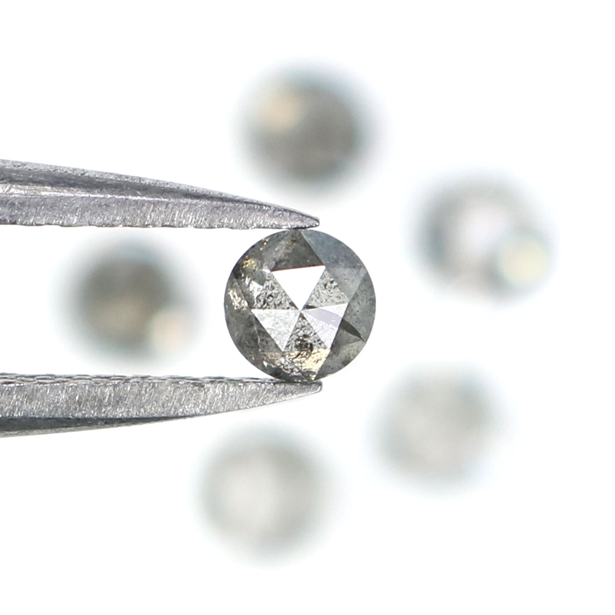 0.97 Ct Natural Loose Round Rose Cut Diamond Salt And Pepper Round Diamond 3.30 MM Natural Black Grey Color Round Rose Cut Diamond KQ2651