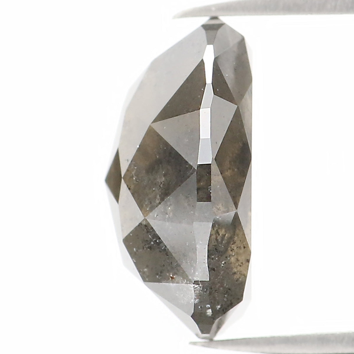 Natural Loose Oval Salt And Pepper Diamond Black Grey Color 3.09 CT 9.90 MM Oval Shape Rose Cut Diamond KDL1145