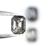 Natural Loose Emerald Salt And Pepper Diamond Black Grey Color 0.83 CT 4.09 MM Emerald Shape Rose Cut Diamond KDK2587