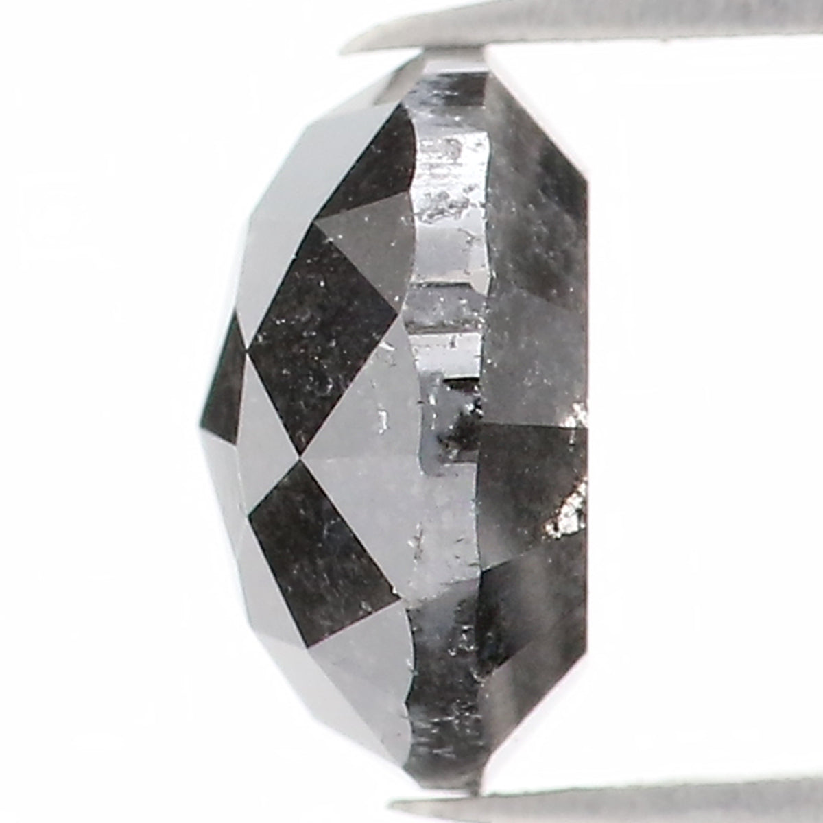 1.35 CT Natural Loose Round Rose Cut Diamond Salt And Pepper Round Diamond 6.55 MM Natural Loose Black Grey Color Rose Cut Diamond LQ1203