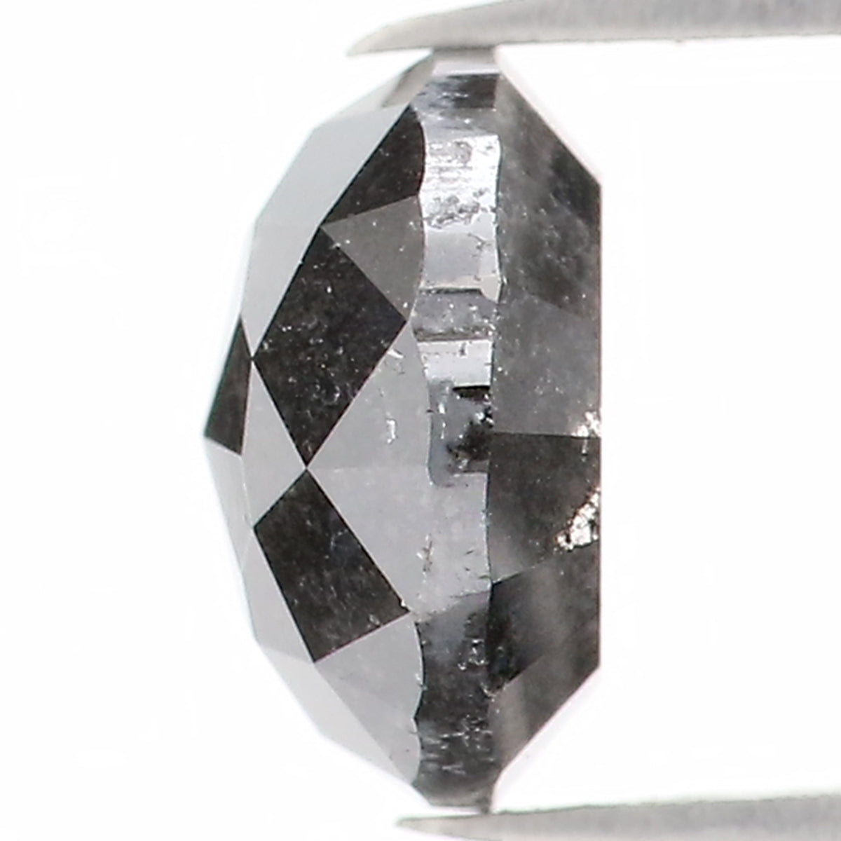 Natural Loose Round Rose Cut Salt And Pepper Diamond Black Grey Color 1.35 CT 6.55 MM Rose Cut Shape Diamond L1203