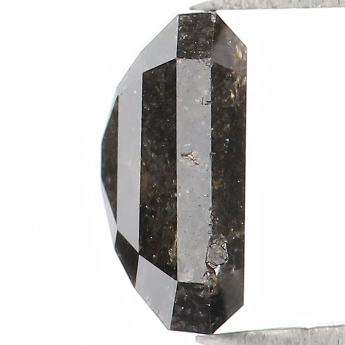 Natural Loose Emerald Salt And Pepper Diamond Black Grey Color 1.24 CT 7.20 MM Emerald Shape Rose Cut Diamond L1332
