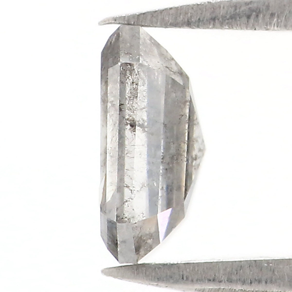0.95 CT Natural Loose Emerald Shape Diamond Salt And Pepper Emerald Shape Diamond 6.45 MM Natural Grey Color Emerald Rose Cut Diamond QL2745