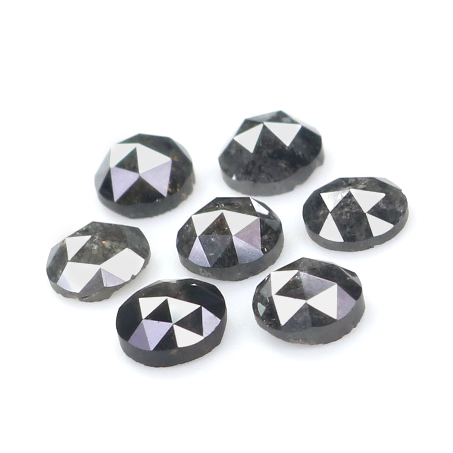 Natural Loose Rose Cut Salt And Pepper Diamond Black Grey Color 1.97 CT 3.88 MM Rose Cut Shape Diamond L2381