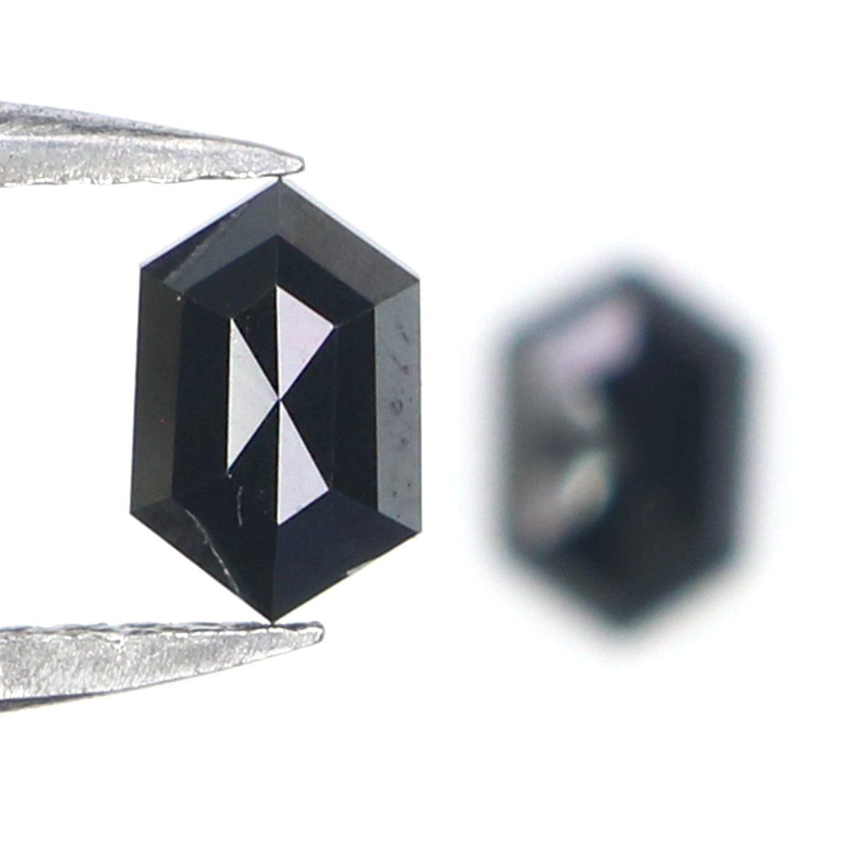 0.67 CT Natural Loose Hexagon Cut Pair Diamond Black Hexagon Cut Diamond 5.60 MM Natural Loose Black Color Hexagon Rose Cut Diamond QL2740