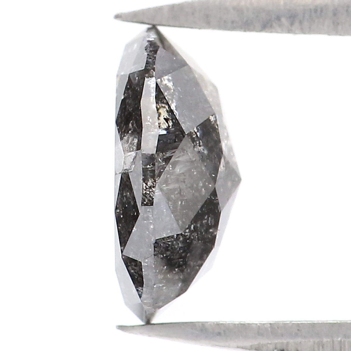 Natural Loose Oval Salt And Pepper Diamond Black Grey Color 1.18 CT 7.45 MM Oval Shape Rose Cut Diamond KDL2273