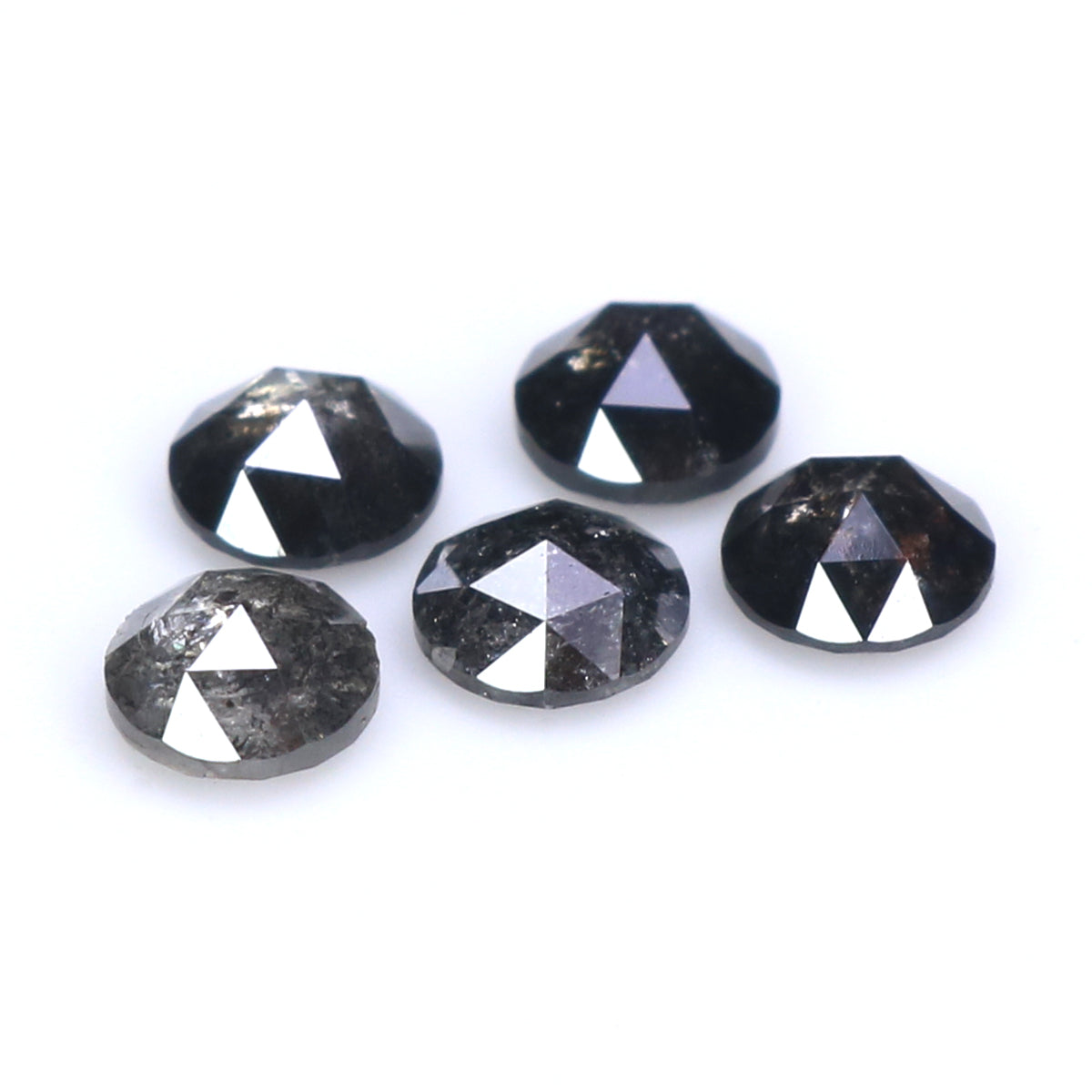 Natural Loose Rose Cut Salt And Pepper Diamond Black Grey Color 1.17 CT 3.70 MM Round Rose Cut Shape Diamond KDL7491