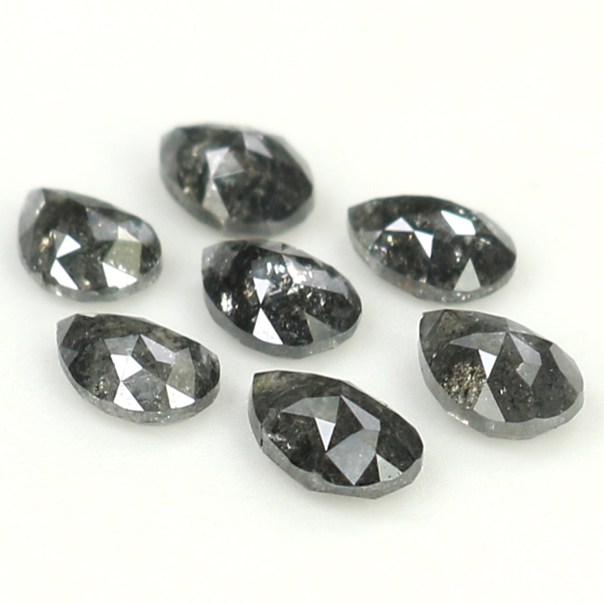 Natural Loose Pear Salt And Pepper Diamond Black Grey Color 1.06 CT 3.85 MM Pear Shape Rose Cut Diamond KDL1280