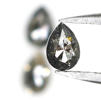 Natural Loose Pear Salt And Pepper Diamond Black Grey Color 0.68 CT 4.50 MM Pear Shape Rose Cut Diamond L1979