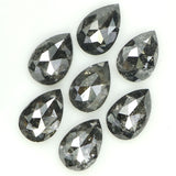 Natural Loose Pear Salt And Pepper Diamond Black Grey Color 1.05 CT 3.15 MM Pear Shape Rose Cut Diamond KDL1278