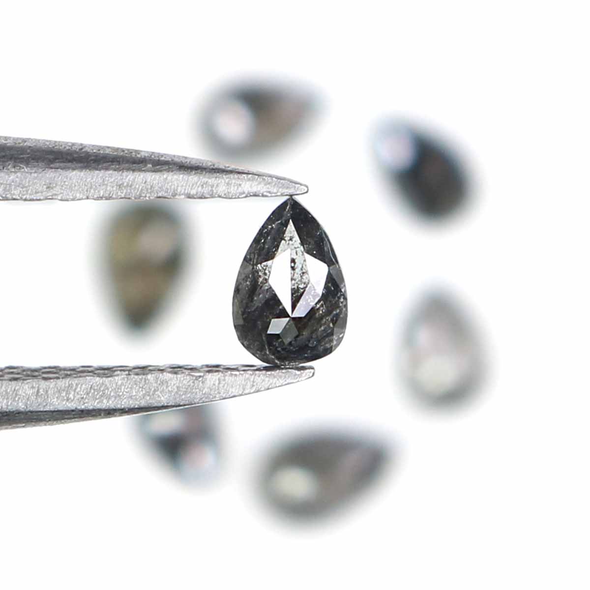 0.64 CT Natural Loose Pear Shape Diamond Salt And Pepper Pear Diamond 4.05 MM Natural Loose Black Grey Color Pear Rose Cut Diamond LQ2762