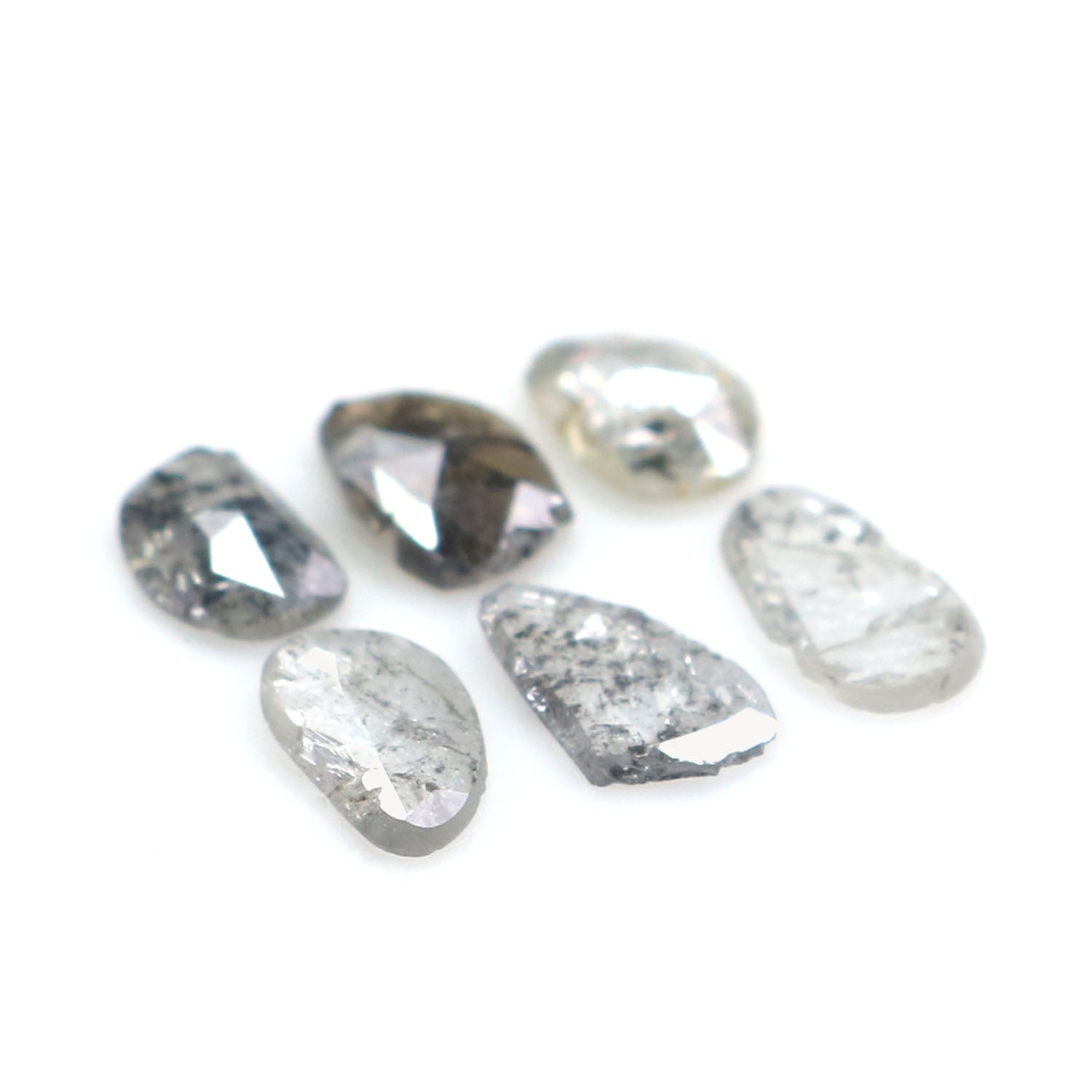 1.09 Ct Natural Loose Slice Shape Diamond Slice Salt And Pepper Diamond 5.25 MM Slice Natural Loose Diamond Slice Black Grey Diamond LQ2503