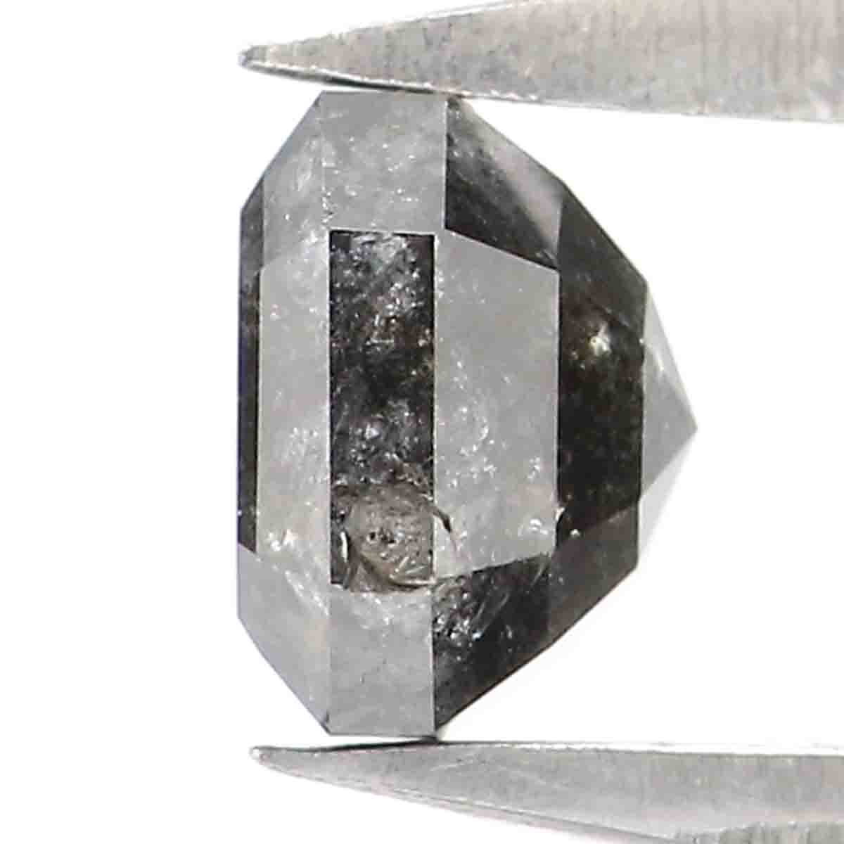 0.66 CT Natural Loose Radiant Shape Diamond Salt And Pepper Radiant Diamond 4.60 MM Natural Black Grey Color Radiant Rose Cut Diamond KQ1437