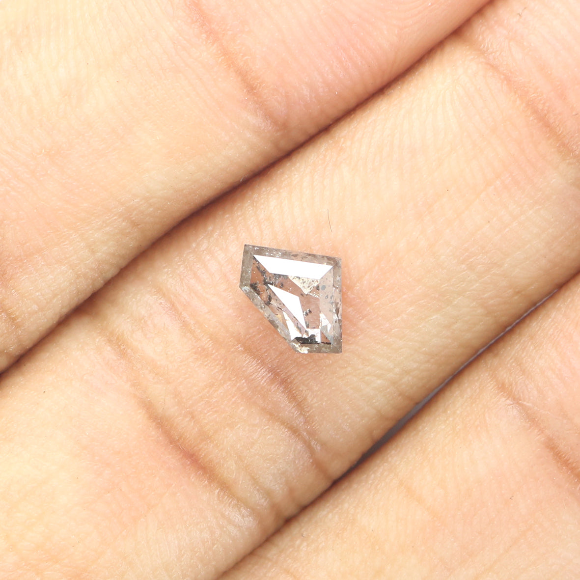0.64 CT Natural Loose Shield Shape Diamond Salt And Pepper Shield Diamond 5.00 MM Natural Loose Black Color Shield Rose Cut Diamond QL9471