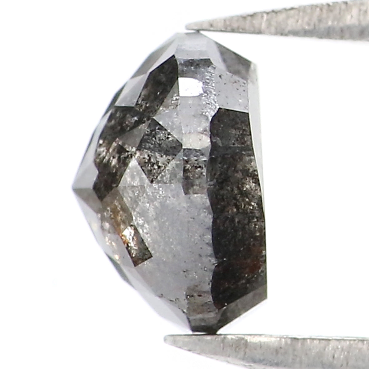 1.06 Ct Natural Loose Round Rose Cut Diamond Salt and Pepper Round Shape Diamond 5.80 MM Natural Black Gray Color Rose Cut Diamond KQ2092
