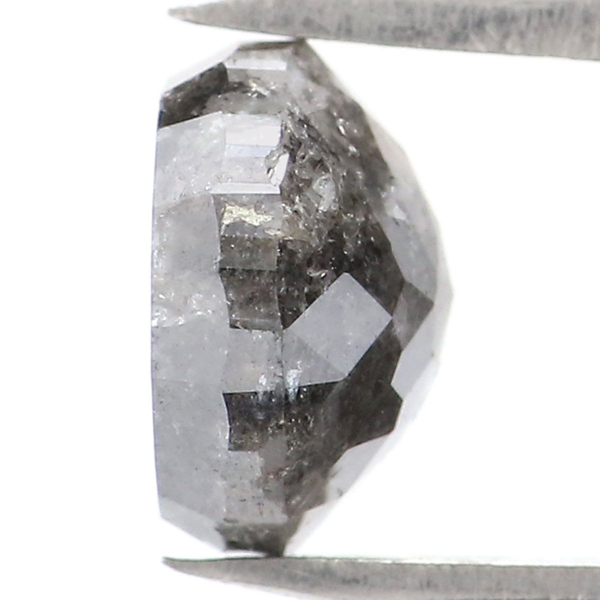 1.77 Ct Natural Loose Round Rose Cut Diamond Salt And Pepper Round Shape Diamond 6.95 MM Natural Black Grey Round Rose Cut Diamond LQ9888