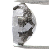 Natural Loose Rose Cut Salt And Pepper Diamond Black Grey Color 1.77 CT 6.95 MM Round Rose Cut Shape Diamond L9888