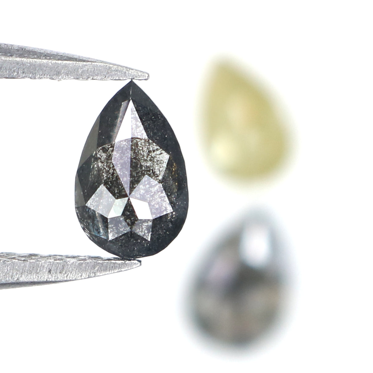 1.04 CT Natural Loose Pear Shape Diamond Salt And Pepper Pear Diamond 6.20 MM Natural Loose Black Grey Color Pear Rose Cut Diamond LQ2750