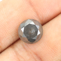 3.34 CT Natural Loose Round Shape Diamond Black Grey Color Round Shape Diamond 8.80 MM Salt And Pepper Round Brilliant Cut Diamond QL386