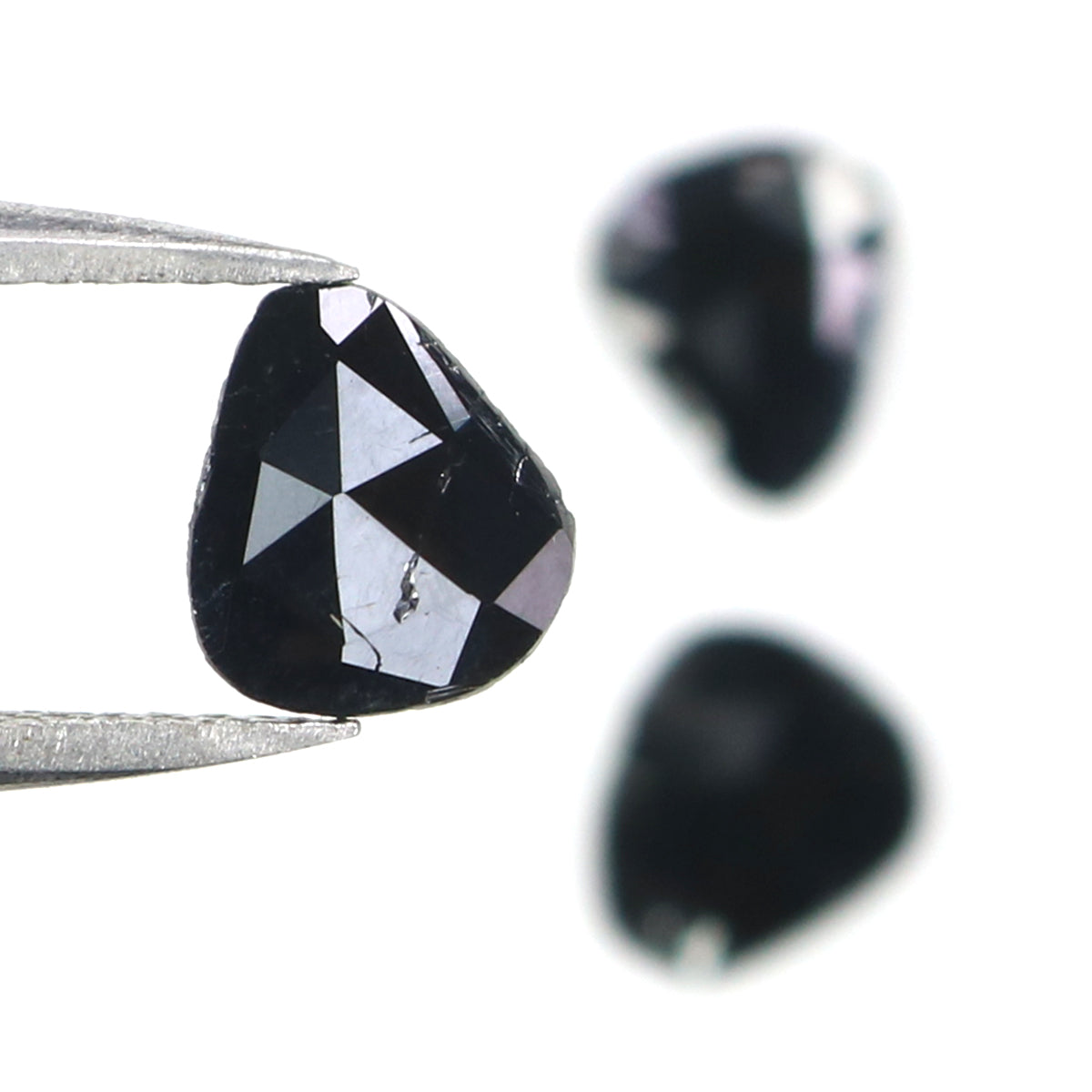 0.97 CT Natural Loose Slice Shape Diamond Black Color Slice Cut Diamond 6.75 MM Natural Loose Black Color Slice Rose Cut Diamond KQ2627