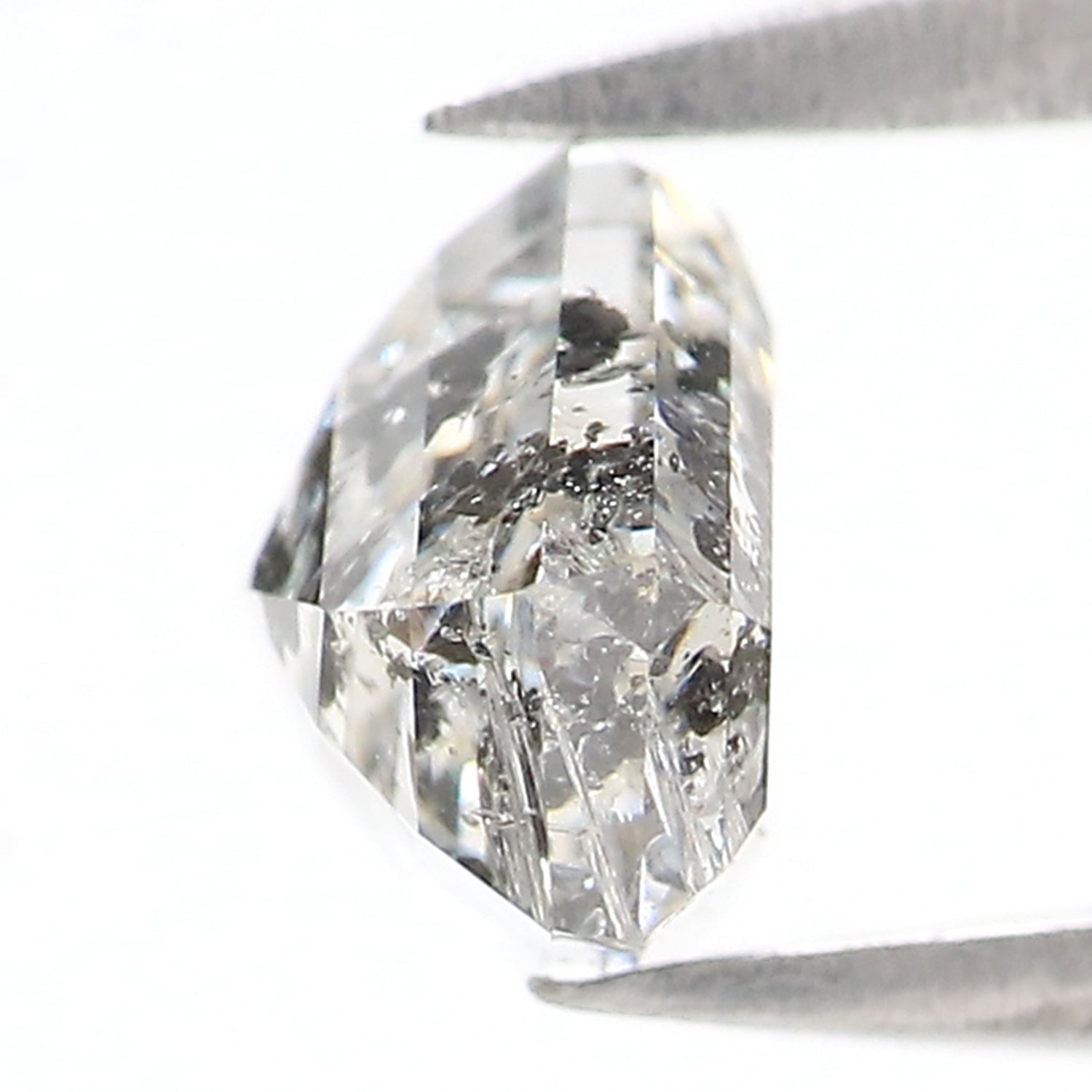 1.12 Ct Natural Loose Shield Shape Diamond Salt And Pepper Diamond 5.60 MM Natural Diamond Black Grey Color Shield Rose Cut Diamond QL2593
