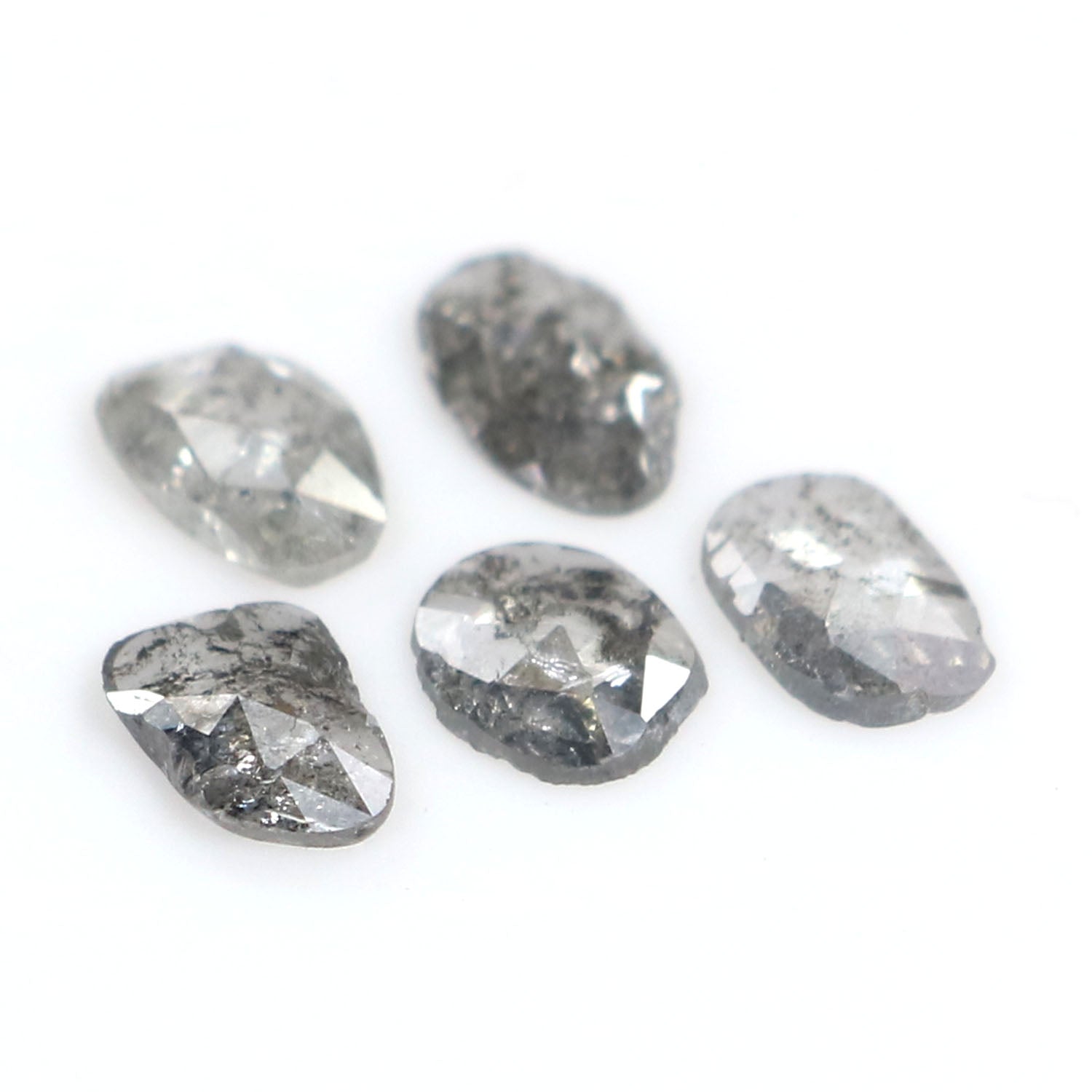 1.04 Ct Natural Loose Slice Shape Diamond Salt And Pepper Slice Cut Diamond 5.50 MM Natural Black Grey Color Slice Rose Cut Diamond LQ2520