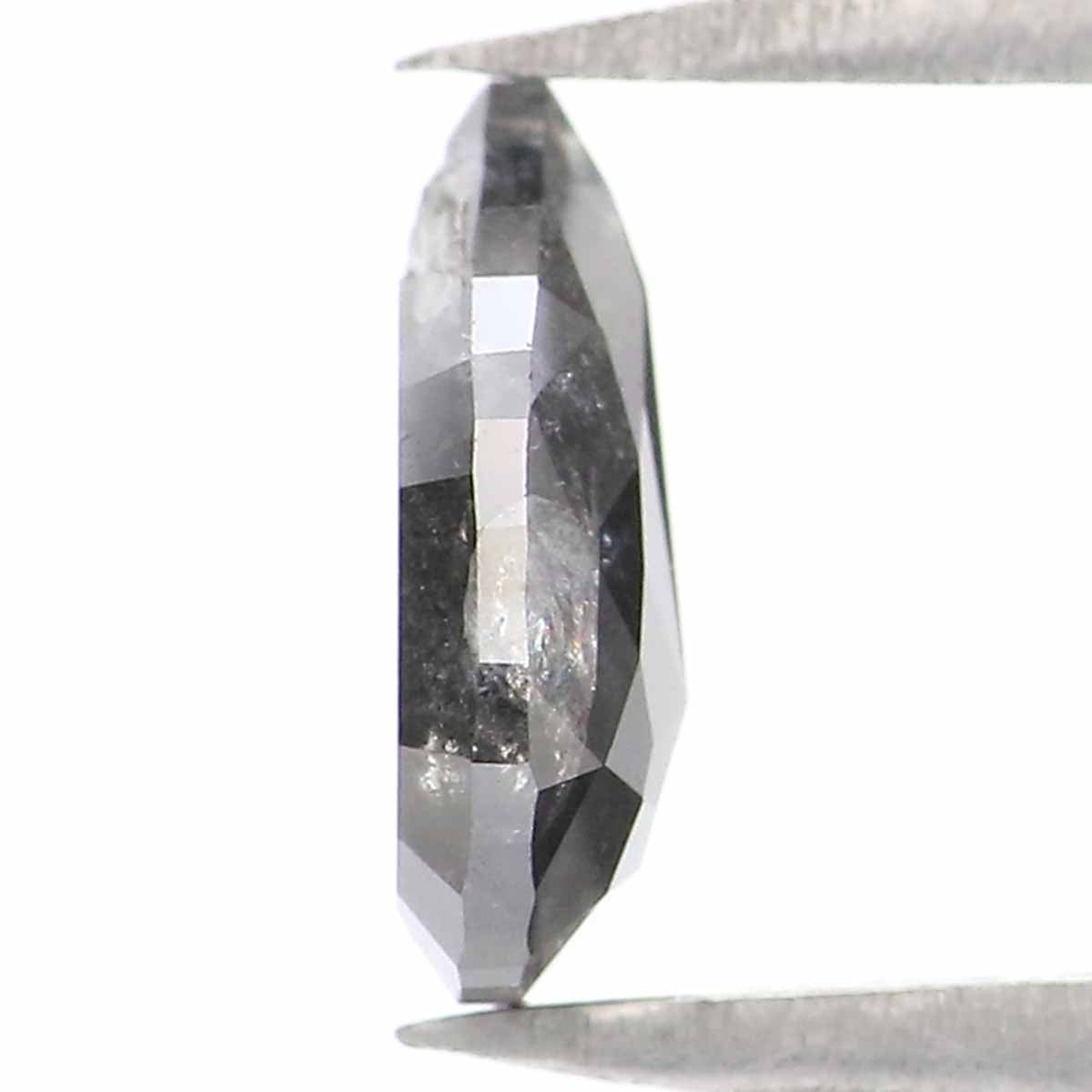 Natural Loose Pear Salt And Pepper Diamond Black Grey Color 0.67 CT 7.29 MM Pear Shape Rose Cut Diamond L2371