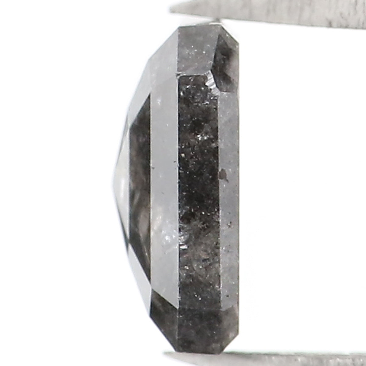 0.99 CT Natural Loose Emerald Shape Diamond Salt And Pepper Emerald Shape Diamond 6.40 MM Black Grey Color Emerald Rose Cut Diamond LQ1337