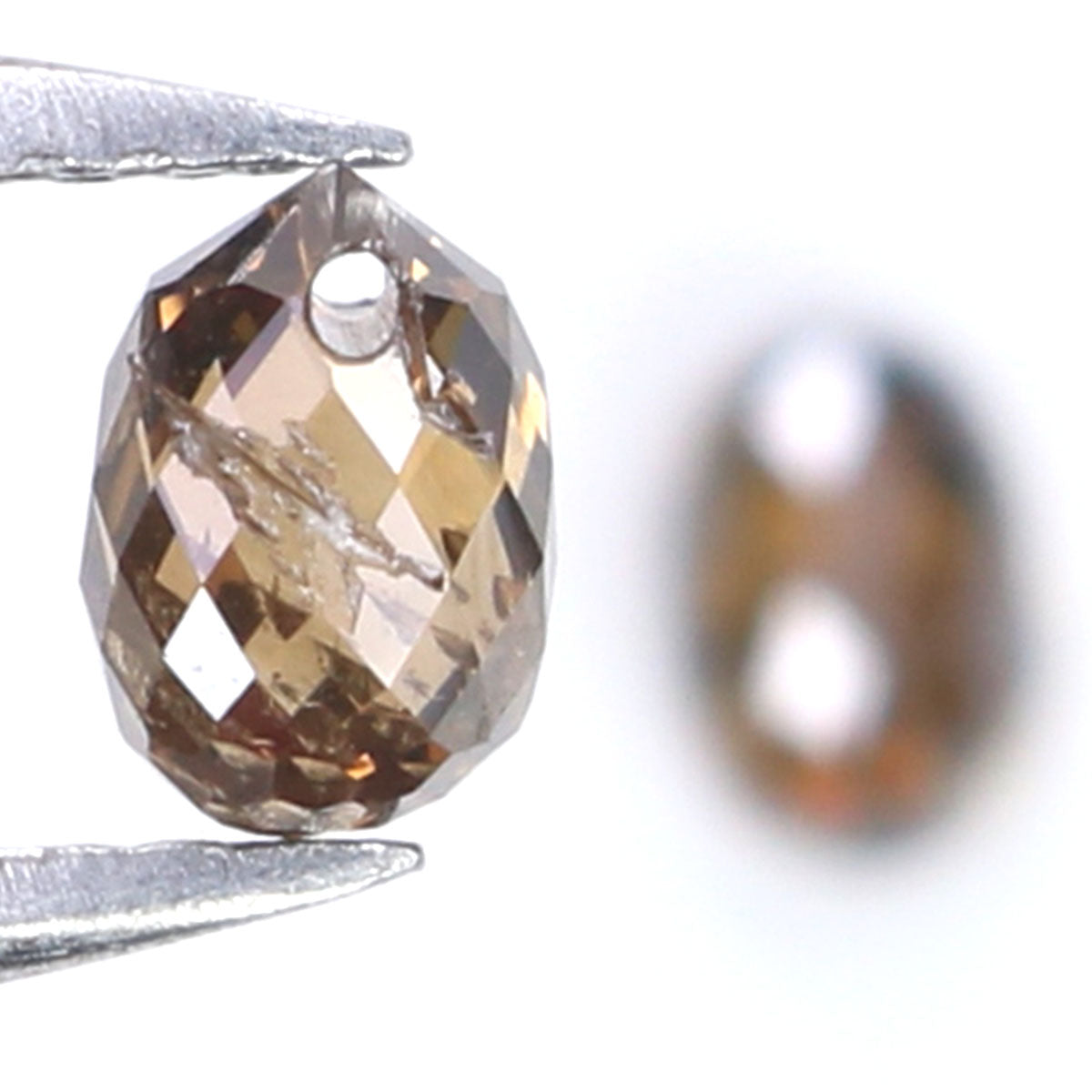 Natural Loose briolette Brown Color Diamond 0.77 CT 4.45 MM Drop Shape Rose Cut Diamond KR2254