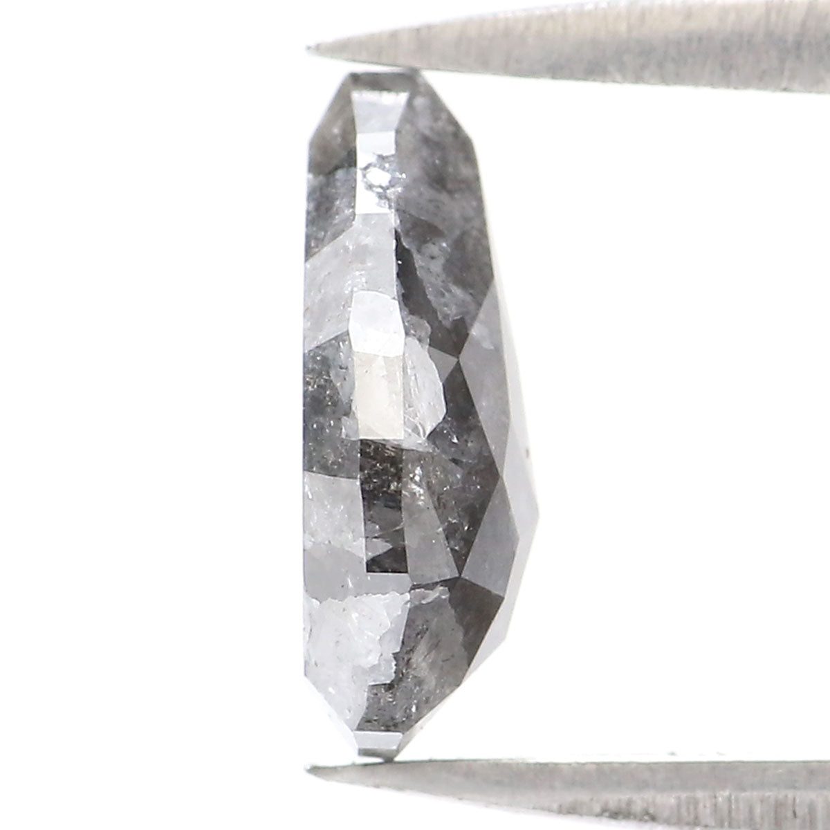 Natural Loose Pear Salt And Pepper Diamond Black Grey Color 1.46 CT 9.10 MM Pear Shape Rose Cut Diamond L2332