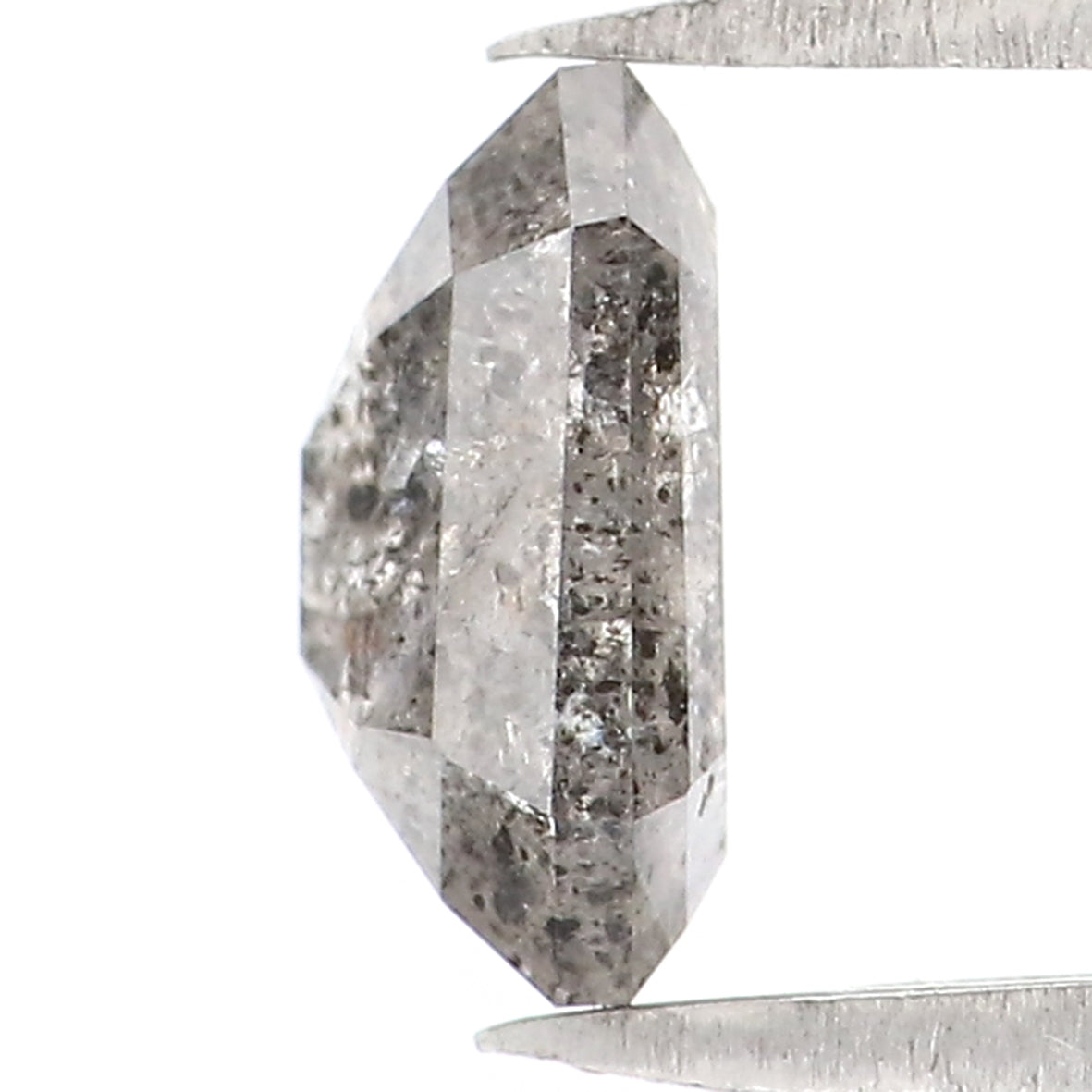 0.95 CT Natural Loose Emerald Shape Diamond Salt And Pepper Emerald Shape Diamond 6.65 MM Black Grey Color Emerald Rose Cut Diamond LQ2017